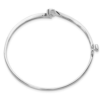 14k White Gold Holds 1/4 carat 4.0mm Round Stone Hinged Oval Bangle Bracelet Mounting — alternate view