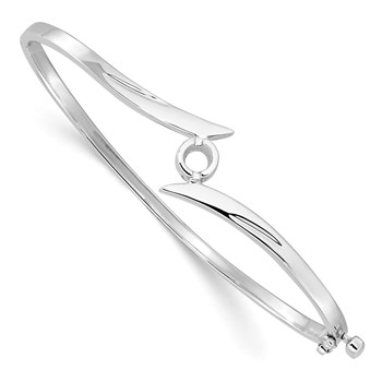 14k White Gold Holds 1/4 carat 4.0mm Round Stone Hinged Oval Bangle Bracelet Mounting