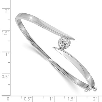 14k White Gold Holds 1/2 carat 5.0mm Round Stone Hinged Oval Bangle Bracelet Mounting — alternate view