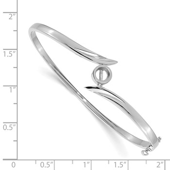 14k White Gold Holds 1/2 carat 5.0mm Round Stone Hinged Oval Bangle Bracelet Mounting — alternate view