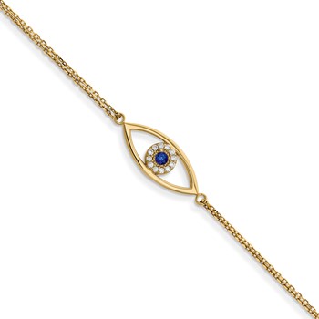 14ky Small Diamond Evil Eye Bracelet
