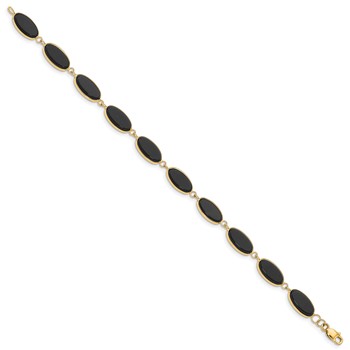 14k Polished 12x7mm Onyx 7.25 inch Bracelet — alternate view