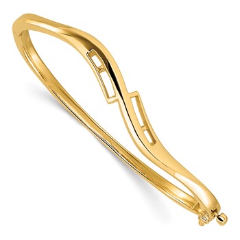 14k Holds 3/8 carat 2-2.0mm/4-2.1mm/4-2.2mm Round Stones Hinged Oval Bangle Bracelet Mounting