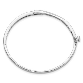 14k White Gold Holds 1/8 carat 3-2.2mm Round Stones Hinged Oval Bangle Bracelet Mounting — alternate view