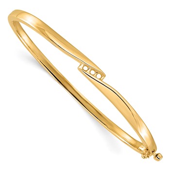 14k Holds 1/8 carat 3-2.2mm Round Stones Hinged Oval Bangle Bracelet Mounting