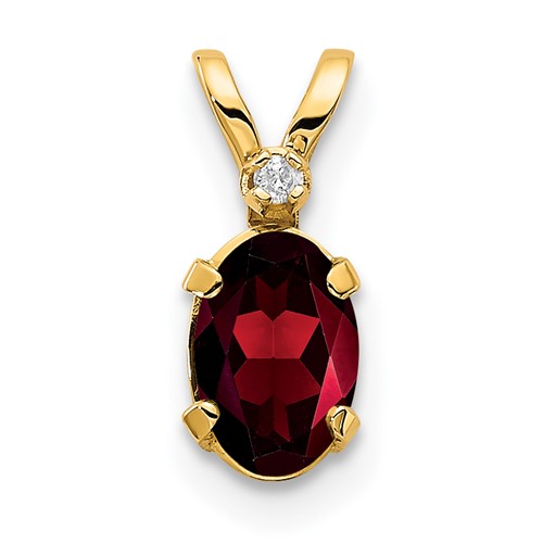 14k Diamond & Garnet Birthstone Pendant