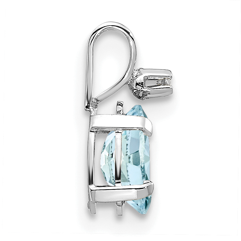 Diamond 6x4 Oval March Aquamarine Birthstone Charm Pendant 14k White Gold 12x4mm detailed image 2