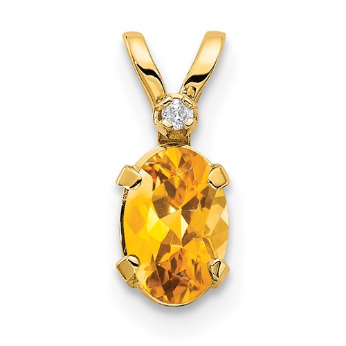 14k Diamond & Citrine Birthstone Pendant