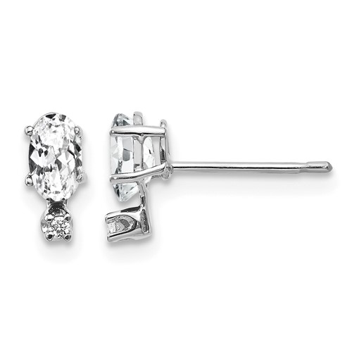 14K White Gold Diamond and White Topaz Birthstone Earrings