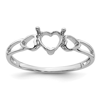 14k White Gold 5mm Heart Birthstone Ring Mounting