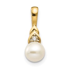 Image of 14k FW Cultured Pearl and Diamond Pendant