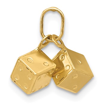 14k  3-D Dice Charm — alternate view