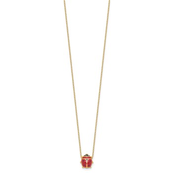 14K Polished Red and Black Enameled Ladybug 17 inch Necklace Plus 1 inch Extender — alternate view