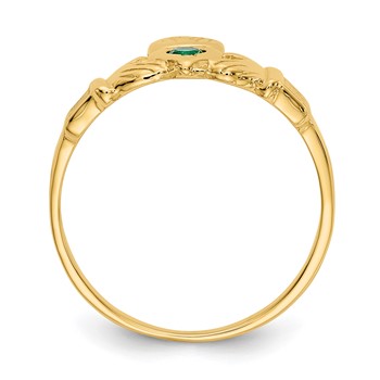 14k Green CZ Claddagh Ring — alternate view