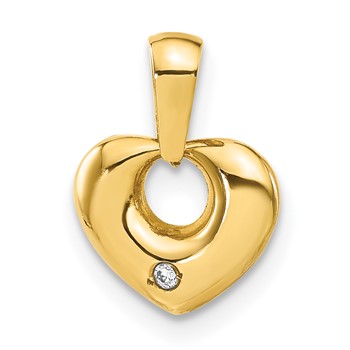 14K Yellow Gold CZ Heart Pendant