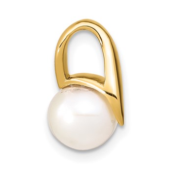 14k 8-9mm White Button Freshwater Cultured Pearl Slide Fits up to 3mm Regular/4mm Fancy or Reversible Omega — alternate view