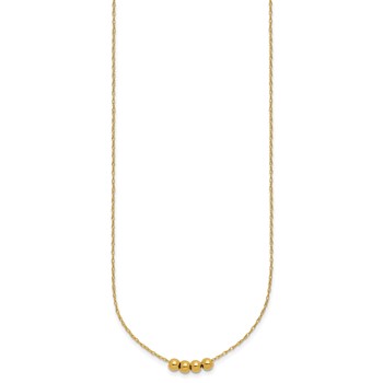 14k Chain with Four 4mm Spacer Beads 18 inch Necklace — alternate view