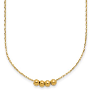 14k Chain with Four 4mm Spacer Beads 18 inch Necklace