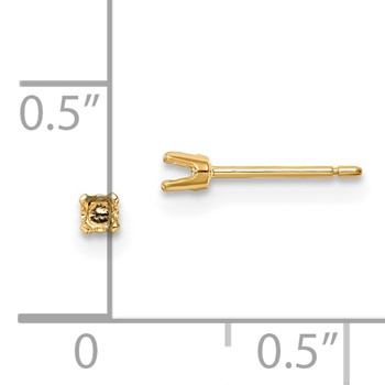 14k 2.25mm Round Stud Earring Mounting with backs — alternate view
