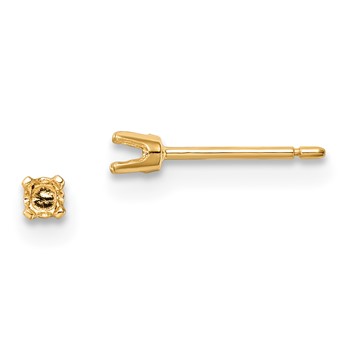 14k 2.25mm Round Stud Earring Mounting with backs
