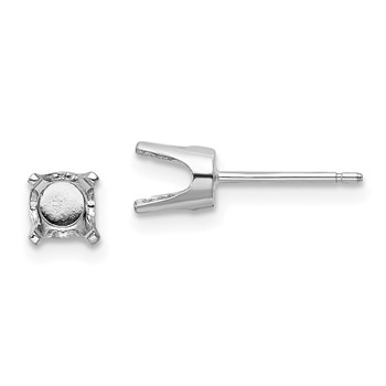 14k White Gold 5mm Round Stud Earring Mounting with backs