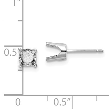 14k White Gold 5.5mm Round Stud Earring Mounting with backs — alternate view