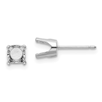 14k White Gold 5.5mm Round Stud Earring Mounting with backs
