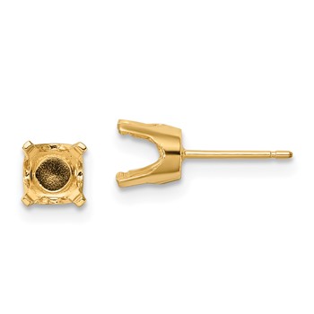 14k 5.75mm Round Stud Earring Mounting with backs
