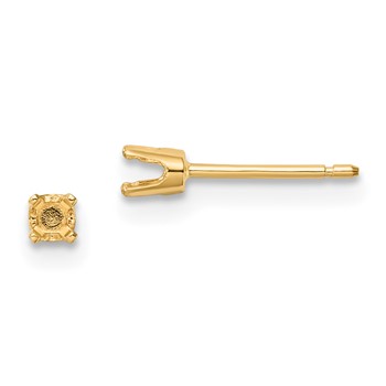 14k 6.5mm Round Stud Earring Mounting with backs