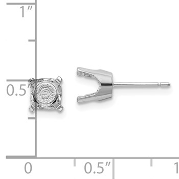 14k White Gold 6.5mm Round Stud Earring Mounting with backs — alternate view