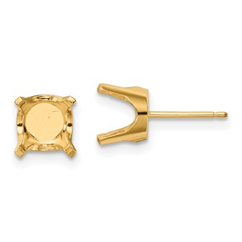 14k 8mm Round Stud Earring Mounting with backs