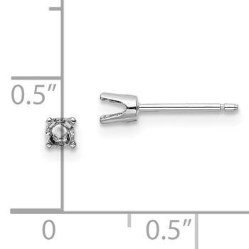 14k White Gold 2.75mm Round Stud Earring Mounting with backs — alternate view