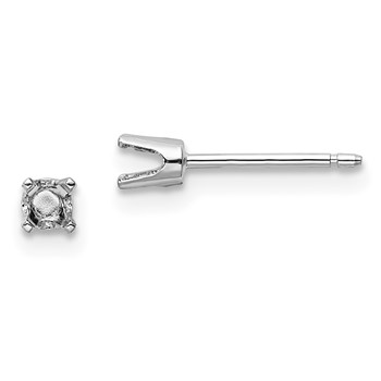 14k White Gold 2.75mm Round Stud Earring Mounting with backs