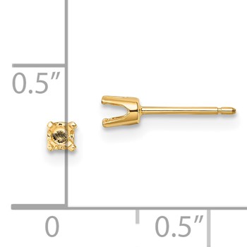 14k 3mm Round Stud Earring Mounting with backs — alternate view