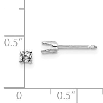 14k White Gold 3mm Round Stud Earring Mounting with backs — alternate view