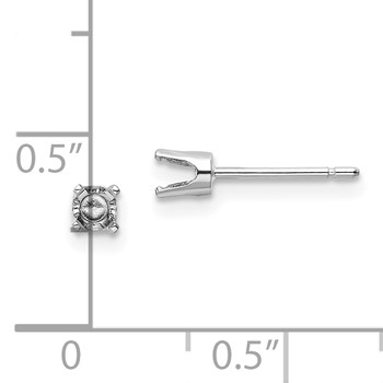 14k White Gold 3.25mm Round Stud Earring Mounting with backs — alternate view