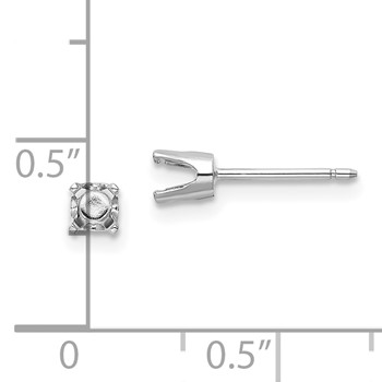 14k White Gold 3.5 Round Stud Earring Mounting with backs — alternate view