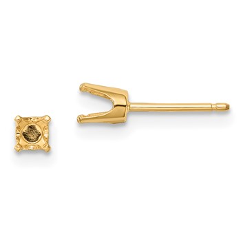 14k 3.75mm Round Stud Earring Mounting with backs