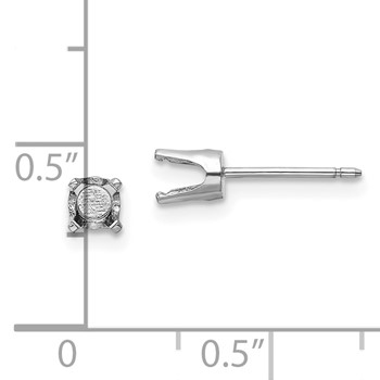 14k White Gold 4mm Round Stud Earring Mounting with backs — alternate view