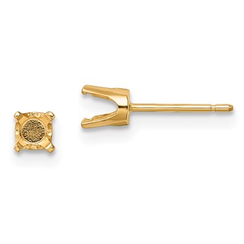14k 4.25mm Round Stud Earring Mounting with backs