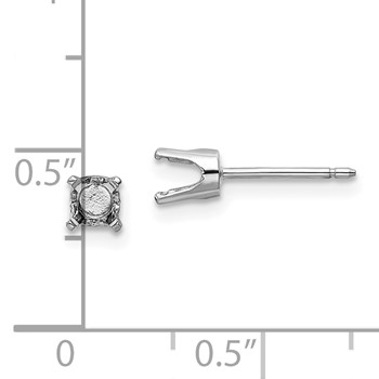 14k White Gold 4.25mm Round Stud Earring Mounting with backs — alternate view