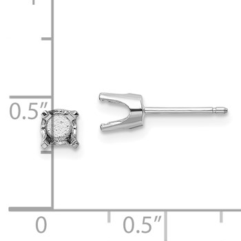 14k White Gold 4.5mm Round Stud Earring Mounting with backs — alternate view