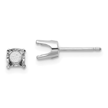 14k White Gold 4.5mm Round Stud Earring Mounting with backs