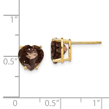 14k 8mm Heart Smoky Quartz Earring — alternate view
