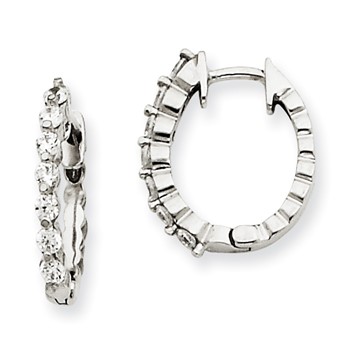 14k White Gold VS Diamond Hinged Hoop Earrings