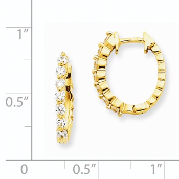 14k AAA Diamond Hinged Hoop Earrings — alternate view