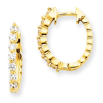 14k AA Diamond Hinged Hoop Earrings