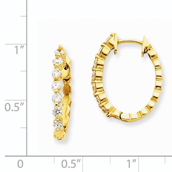 14k AAA Diamond Hinged Hoop Earrings — alternate view