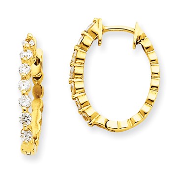 14k AA Diamond Hinged Hoop Earrings