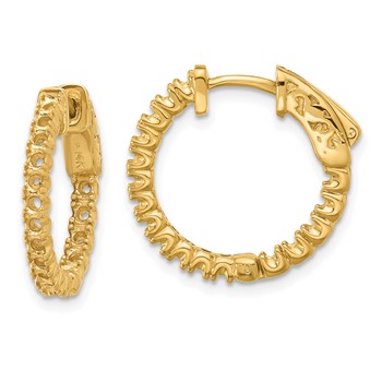 14k (Holds 34-1.9mm Round) In/Out Hoop with Safety Clasp Earring Mountings
